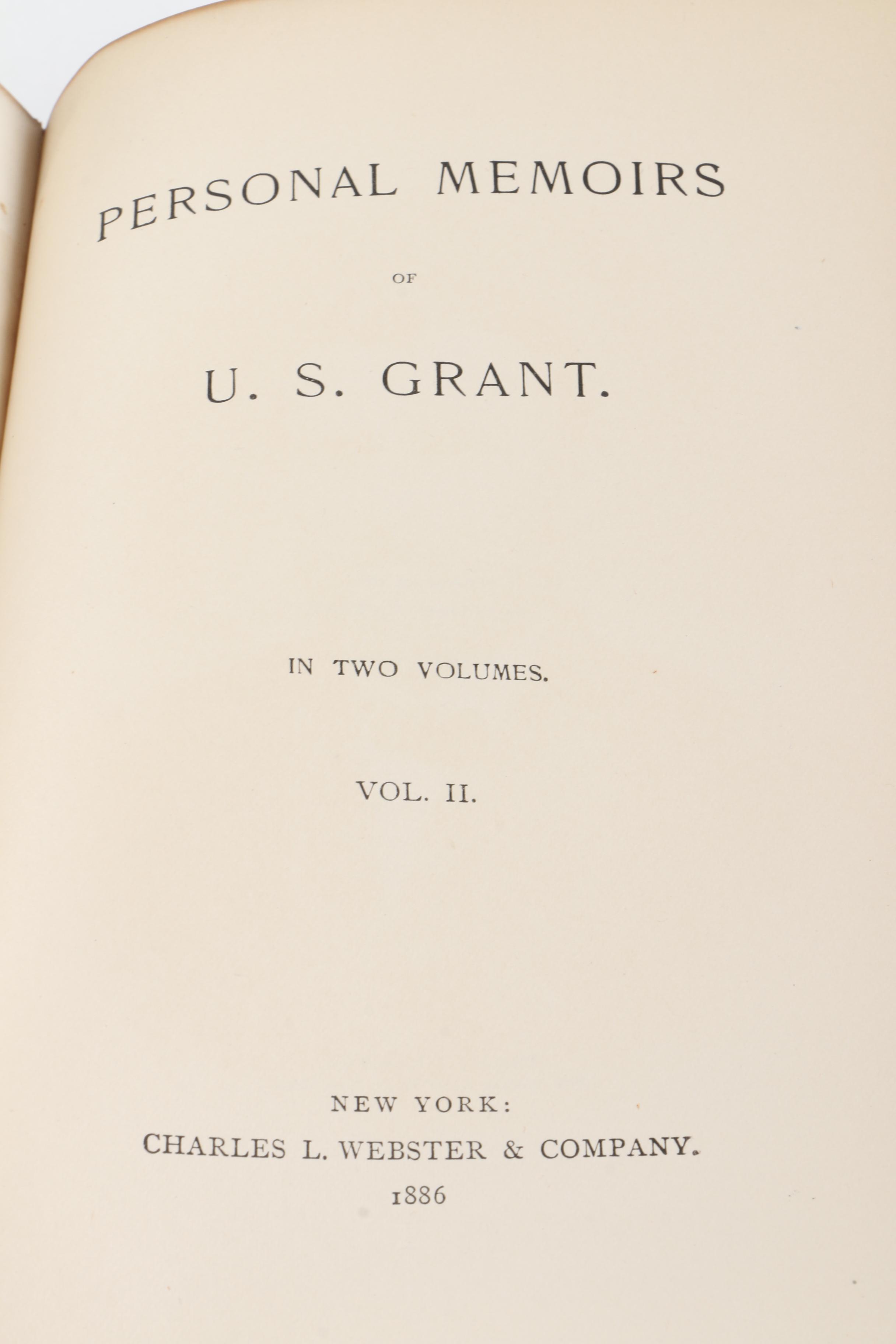 1880s "Personal Memories of U.S. Grant" Vol. I & II