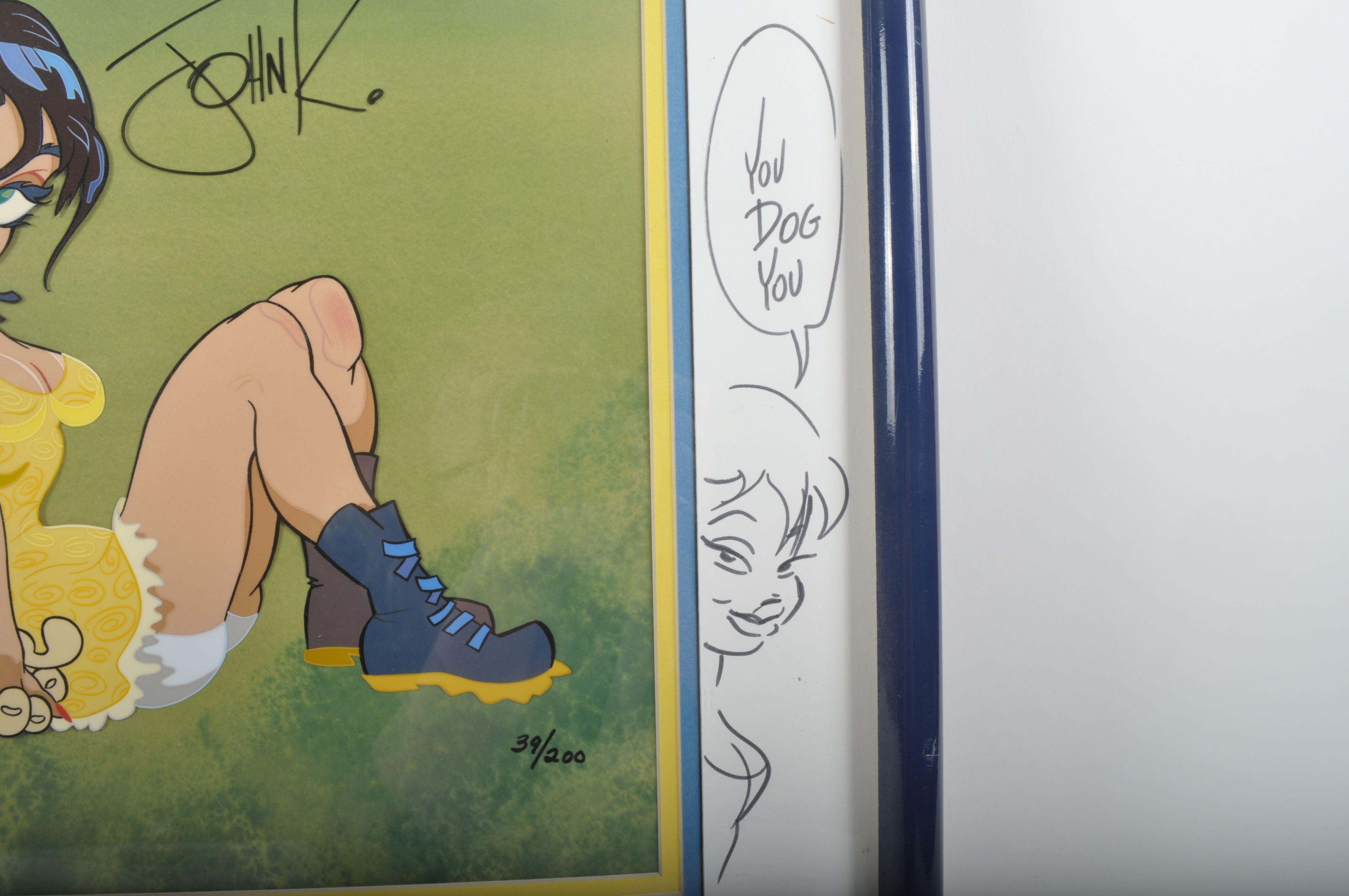 John Kricfalusi Framed and Signed Hand Painted Cell