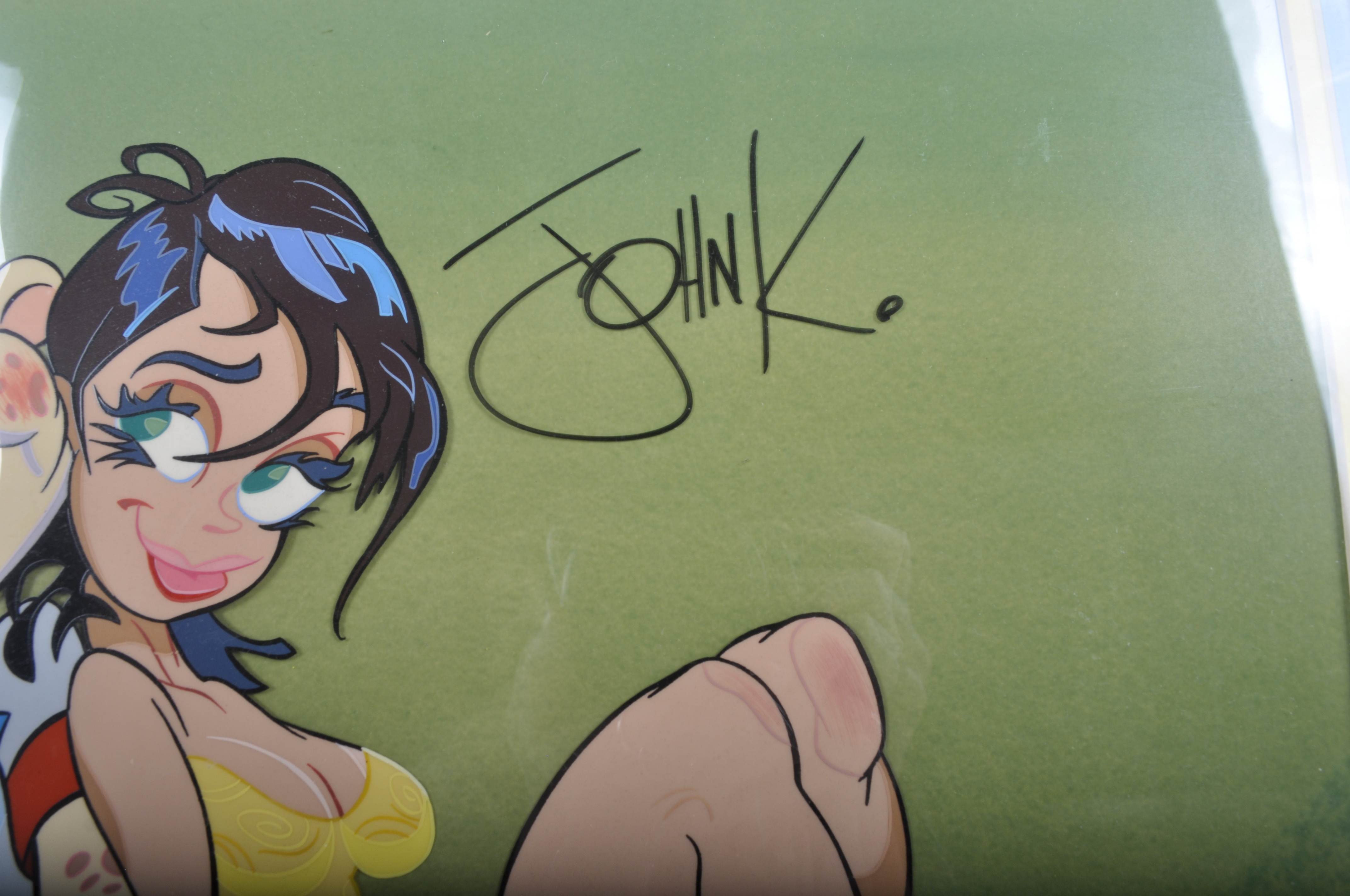 John Kricfalusi Framed and Signed Hand Painted Cell