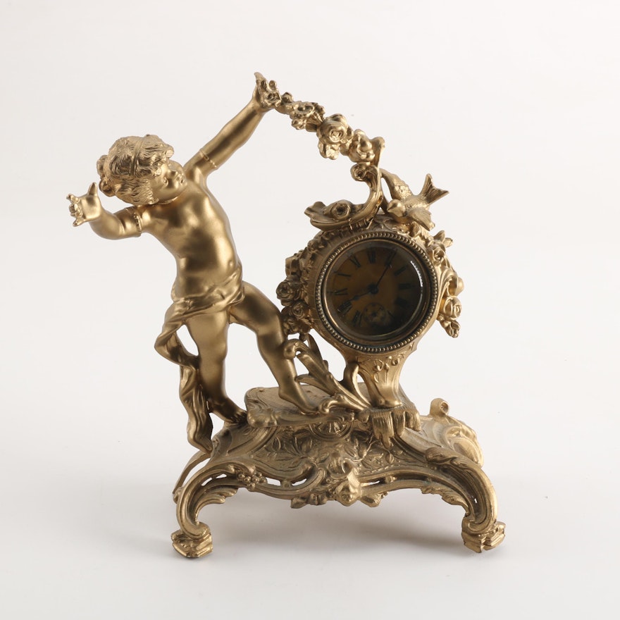 Louis XVI Style Figural Mantel Clock