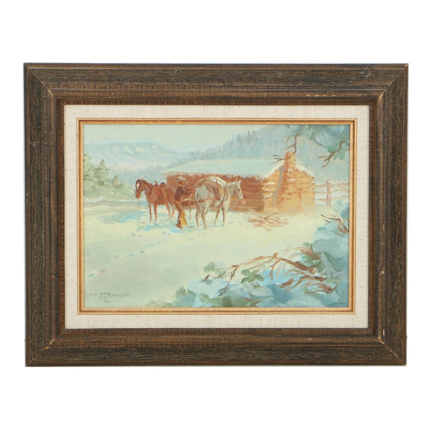 James Bramlett Oil Painting on Board "Winter Supplies"