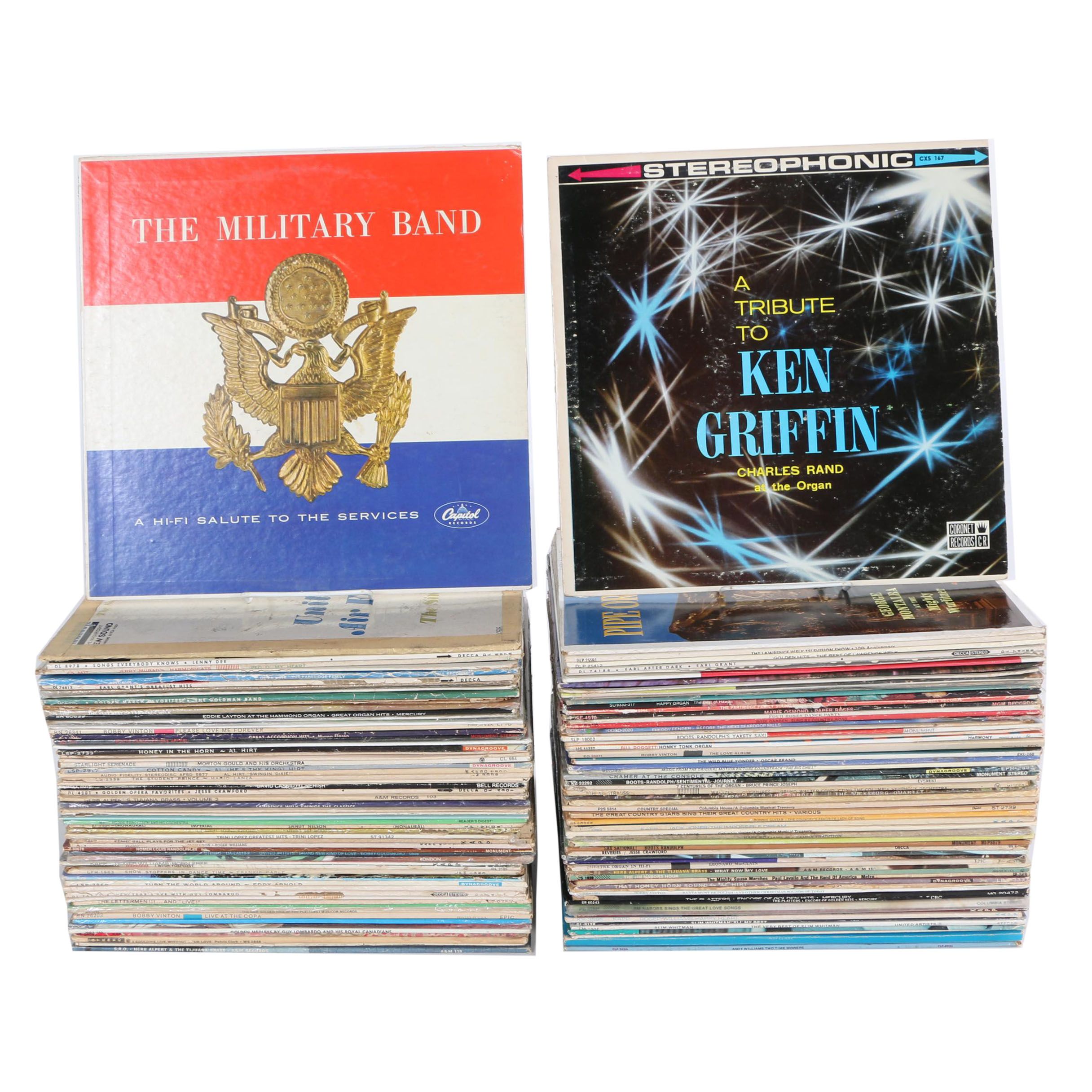Collection of Vintage LP Records Including Military Marches