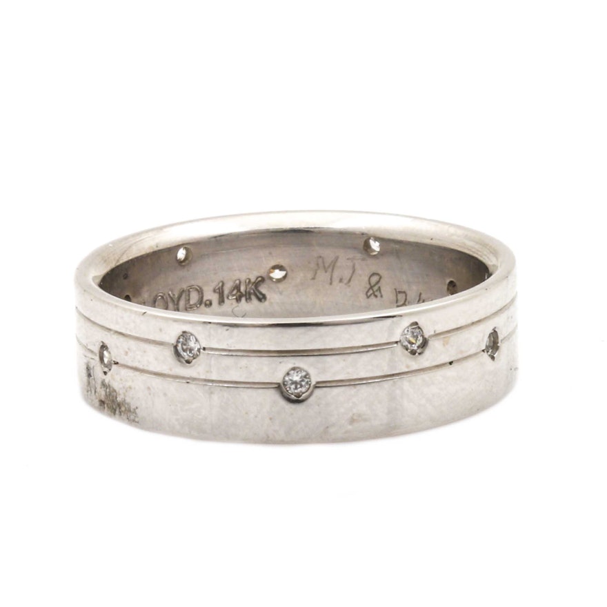 14K White Gold Cubic Zirconia Ring Band