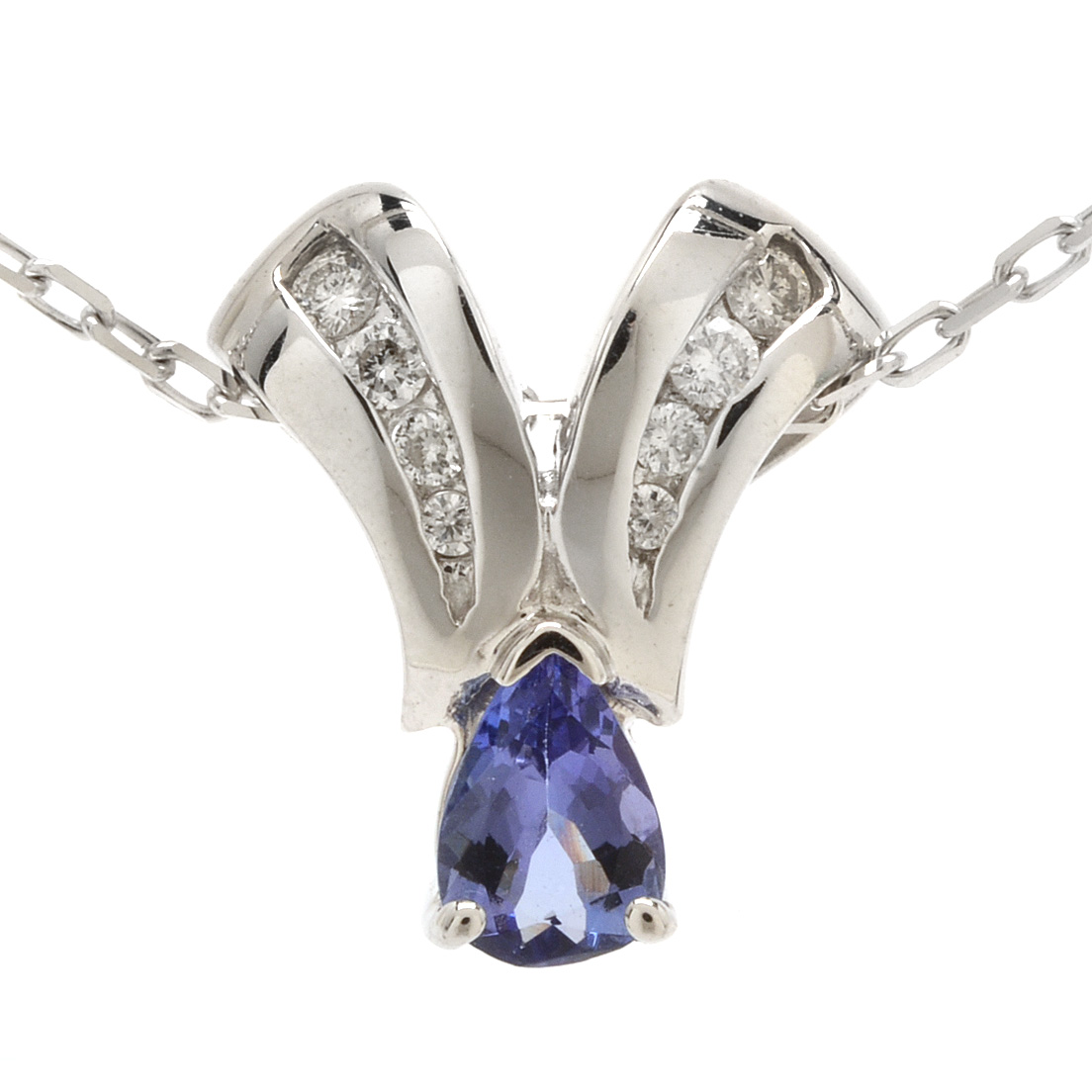 14K White Gold Diamond and Tanzanite Necklace