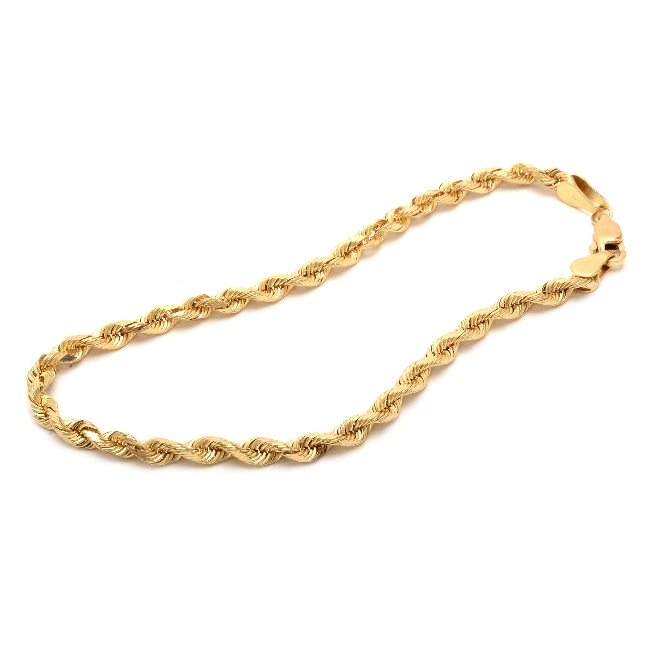14K Gold Rope Chain Bracelet
