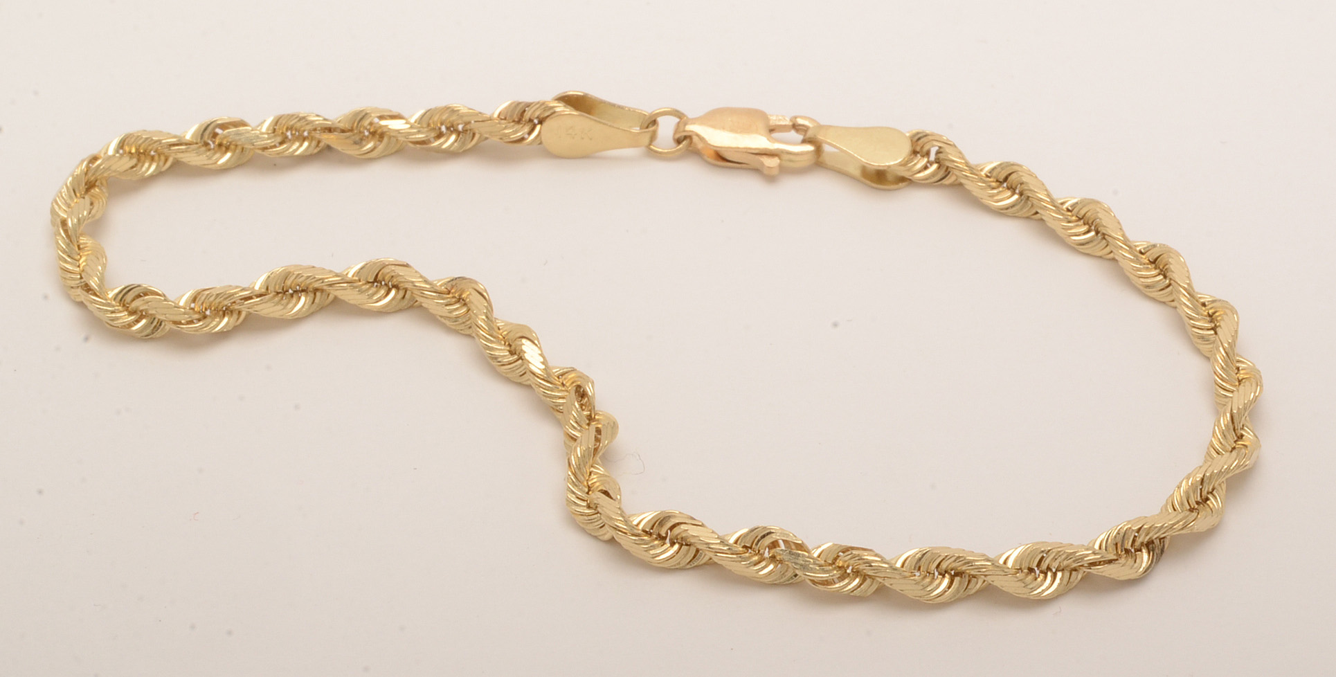 14K Gold Rope Chain Bracelet
