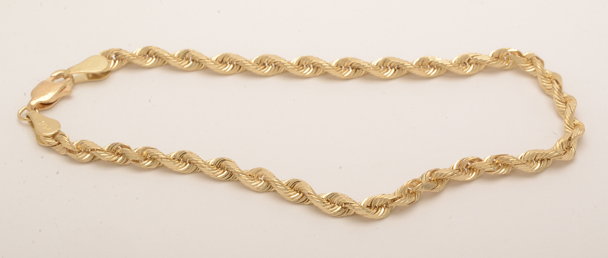 14K Gold Rope Chain Bracelet