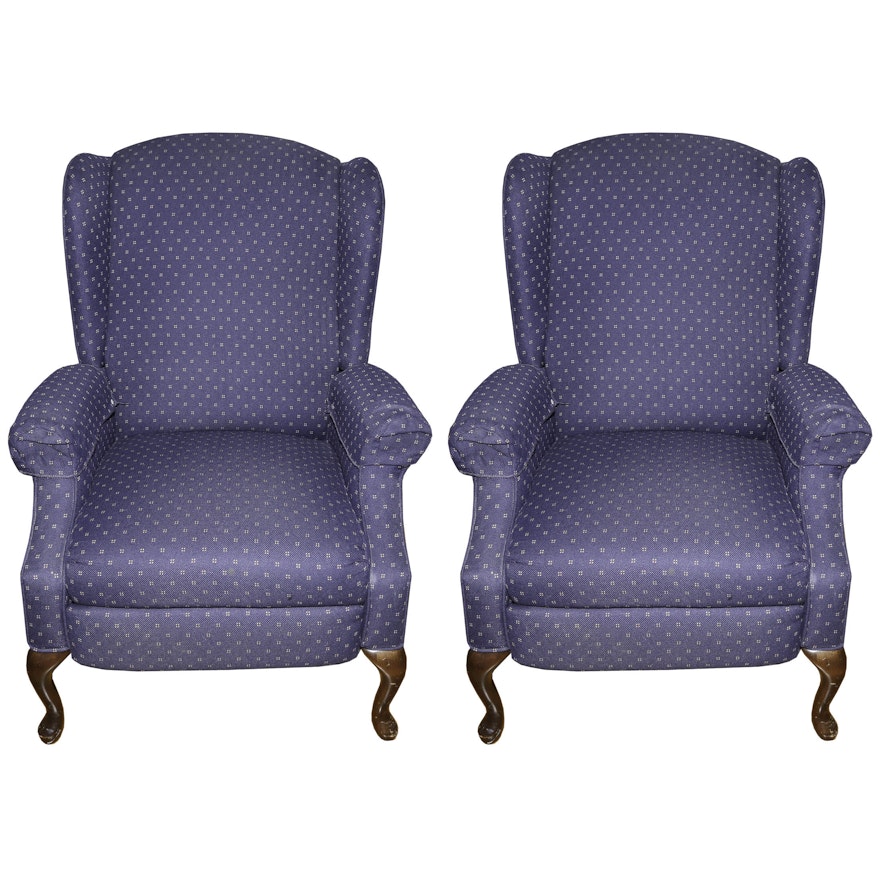 Queen Anne Style Upholstered Wingback Chairs