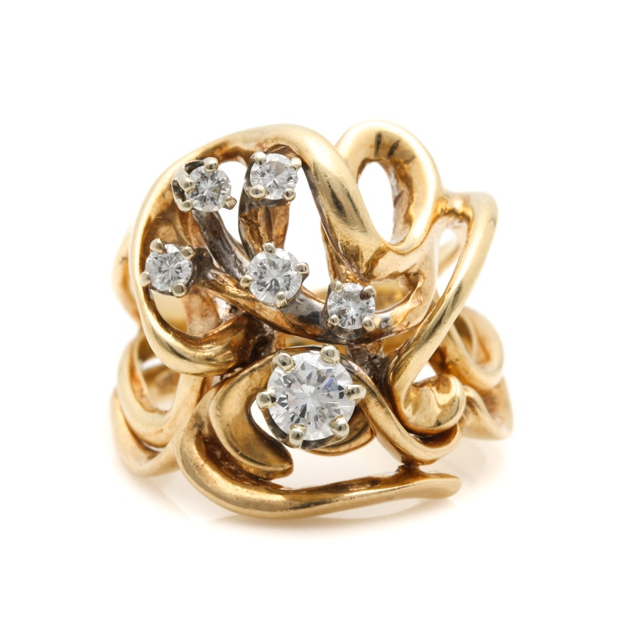 14K Yellow Gold Diamond Ring