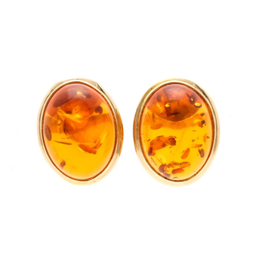 14K Yellow Gold Copal Resin Earrings