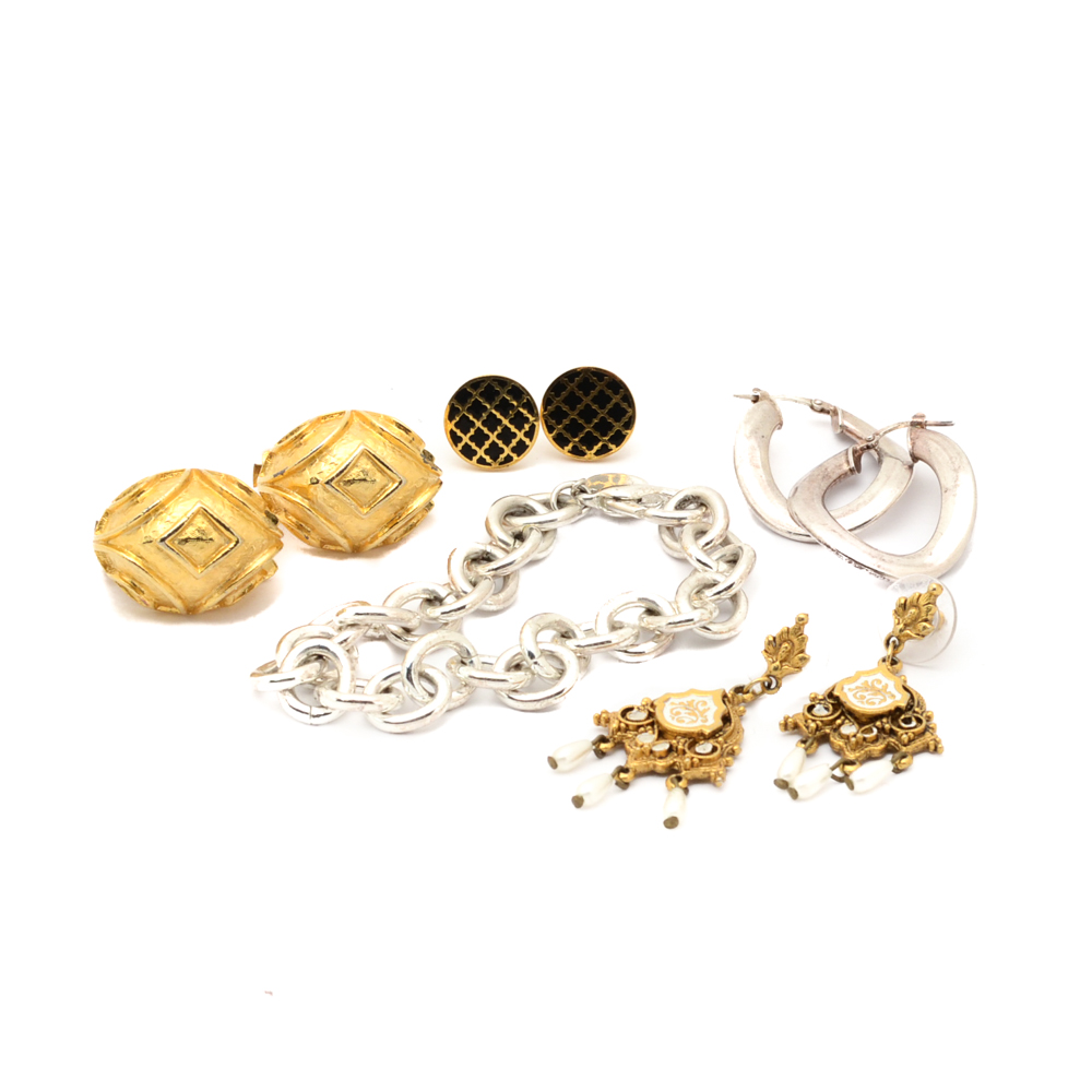 Sterling Silver Earrings and Assorted Costume Jewelry