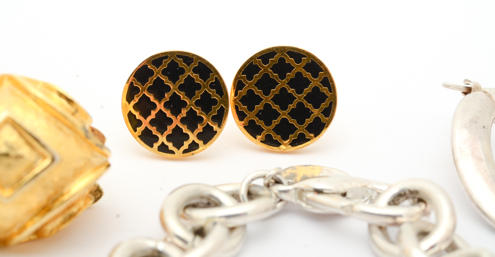 Sterling Silver Earrings and Assorted Costume Jewelry