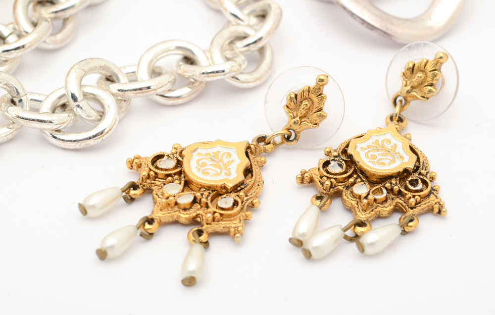 Sterling Silver Earrings and Assorted Costume Jewelry