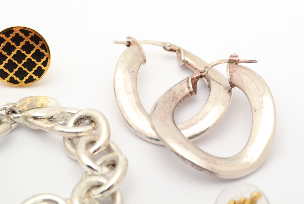 Sterling Silver Earrings and Assorted Costume Jewelry