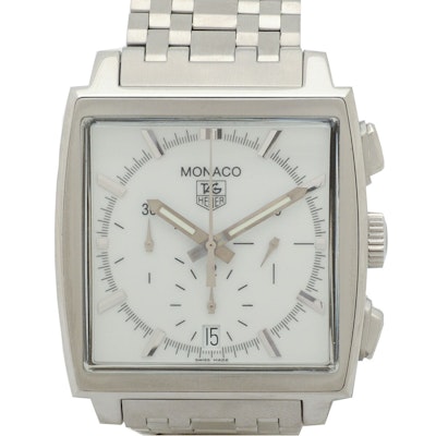 Tag Heuer Monaco Chronograph Steel Bracelet White Automatic Tag Heuer Monaco Chronograph Steel Bracelet White Automatic