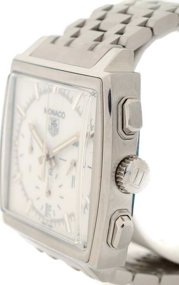 Tag Heuer Monaco Chronograph Steel Bracelet White Automatic