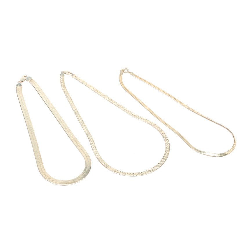 Sterling Silver Herringbone Chain Necklaces