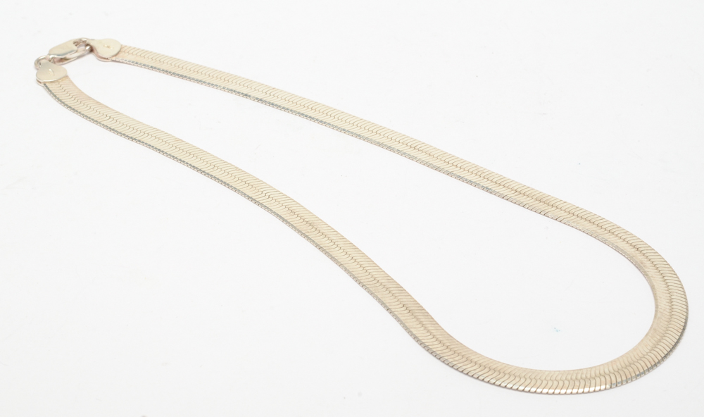 Sterling Silver Herringbone Chain Necklaces
