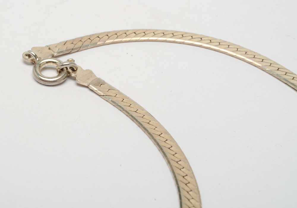 Sterling Silver Herringbone Chain Necklaces