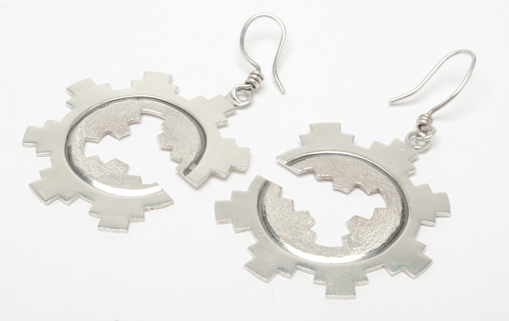 Signed Sterling Silver Earrings and Ponytail Clip