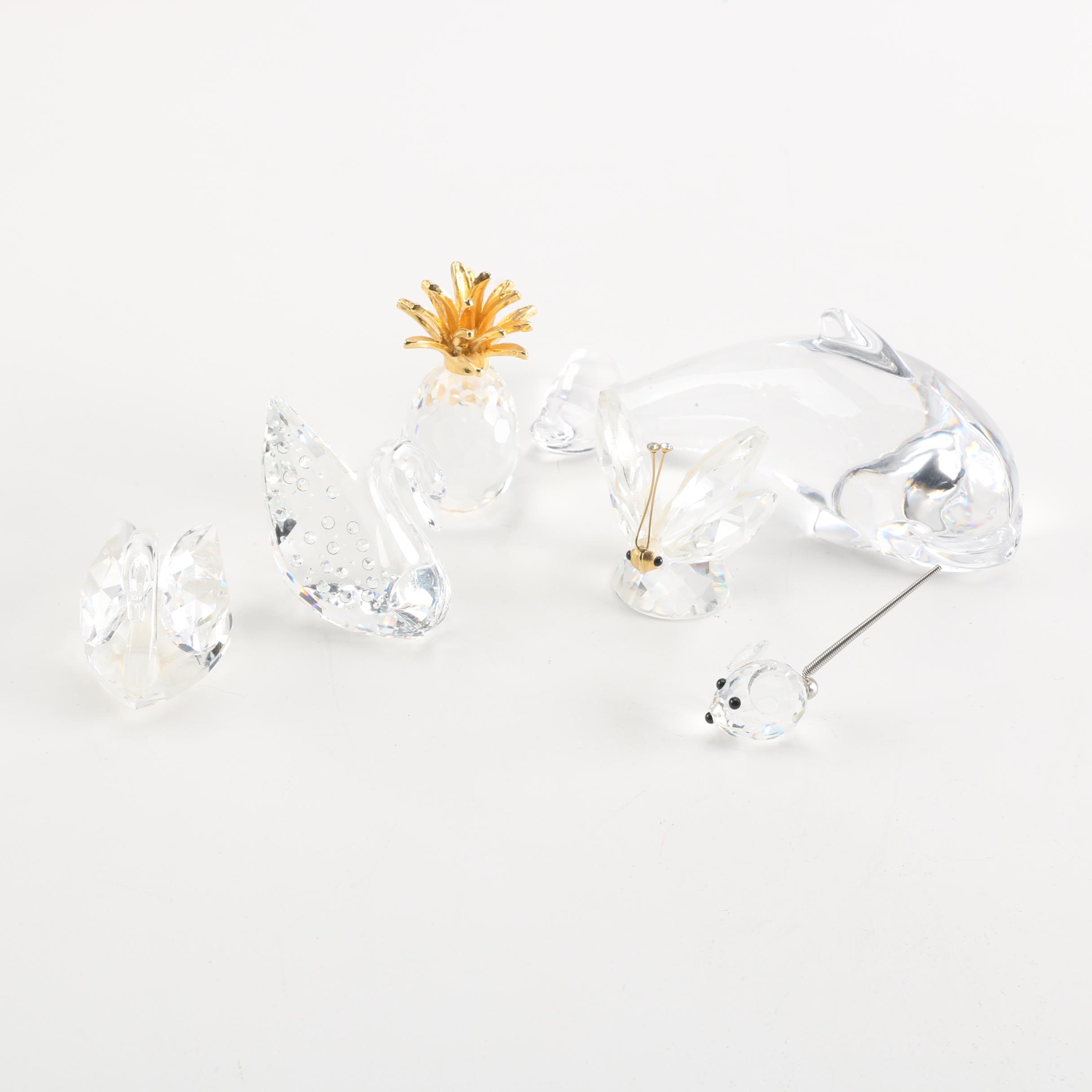 Collection of Miniature Crystal Figurines Featuring Swarovski and Hadeland
