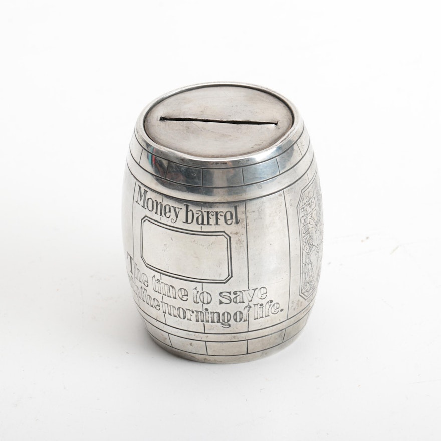 Wm. B. Kerr & Co. "Money Barrel" Sterling Silver Coin Bank