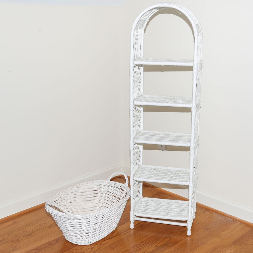 White Wicker Basket and Shelf