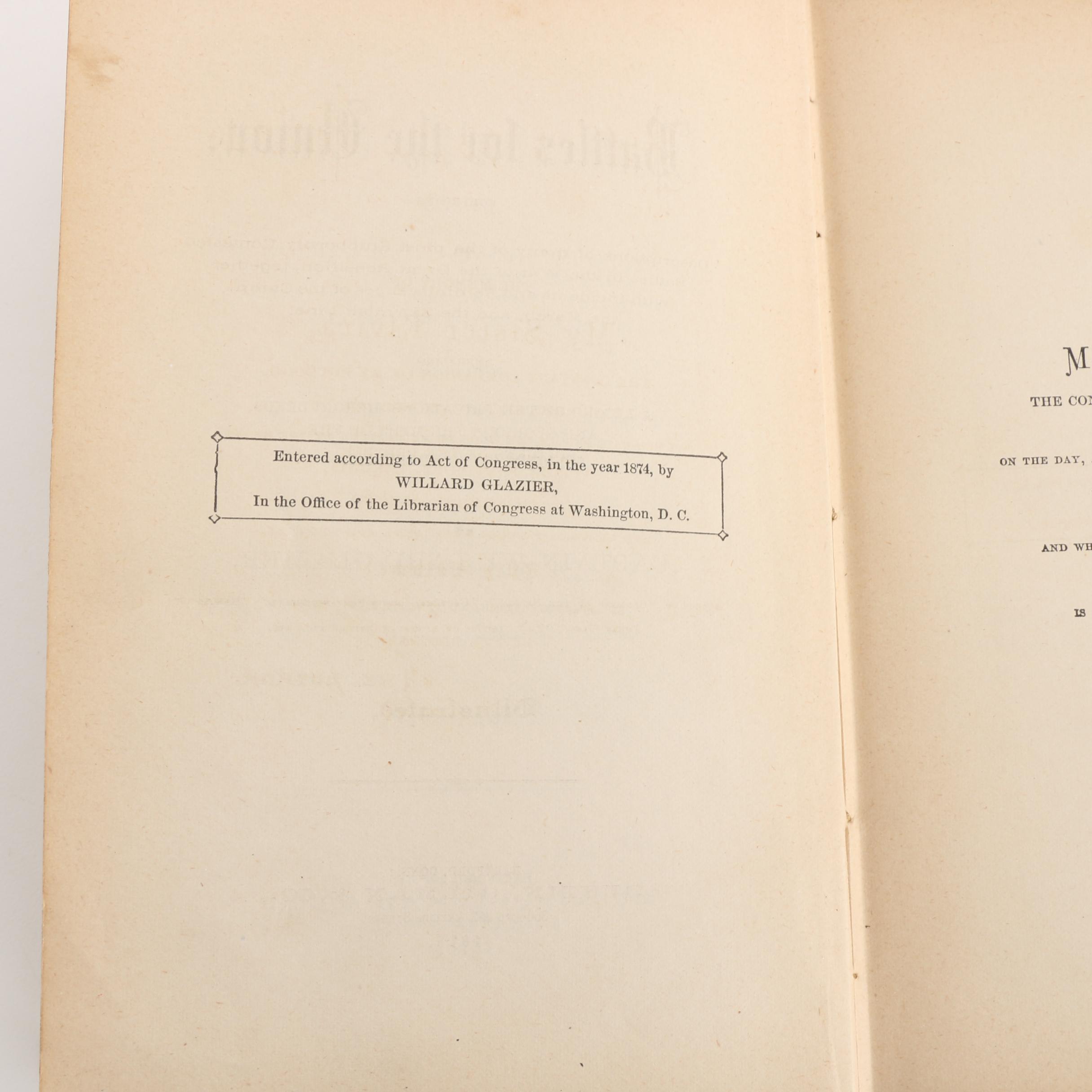 1878 "Battles for the Union" by Captain Willard Glazier