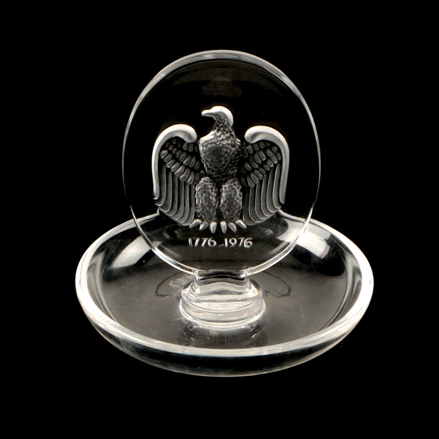 Lalique France Crystal American Bicentennial Pin or Ring Dish