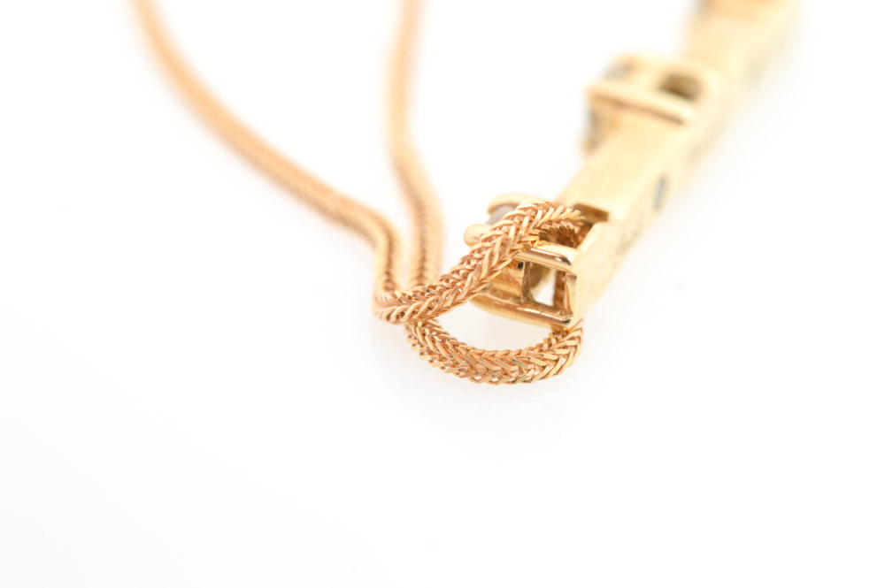 14K Yellow Gold Past Present Future Diamond Necklace