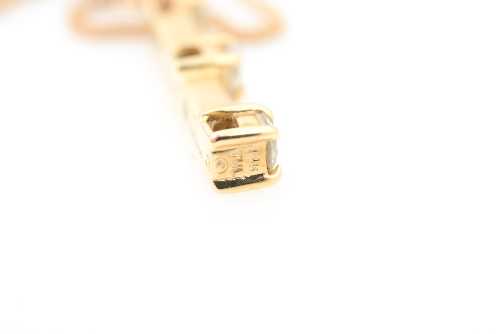 14K Yellow Gold Past Present Future Diamond Necklace