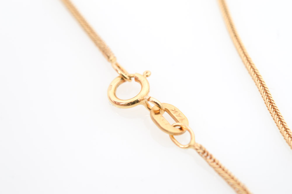 14K Yellow Gold Past Present Future Diamond Necklace