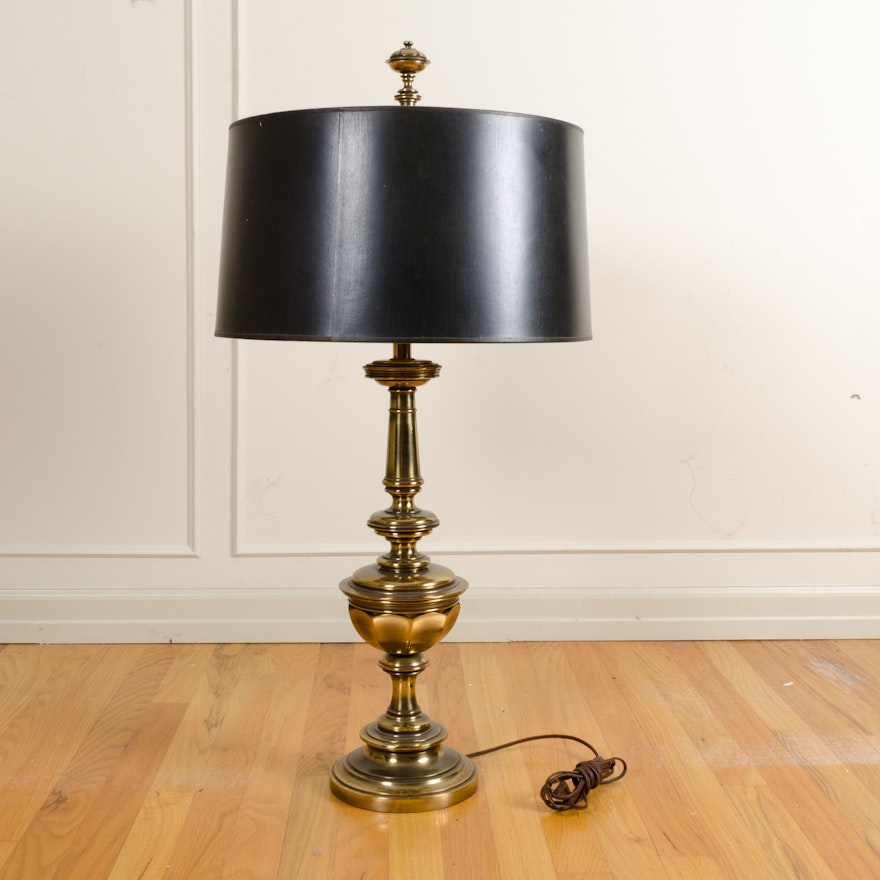 Brass Table Lamp with Black Shade