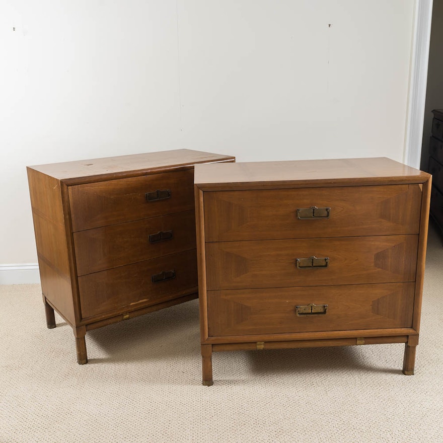 Pair of Mid-Century Three Drawer Side Tables