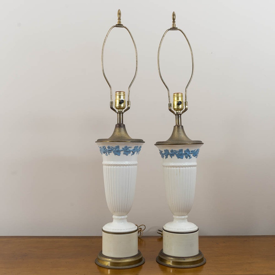 Urn Shaped Wedgwood Style Table Lamps