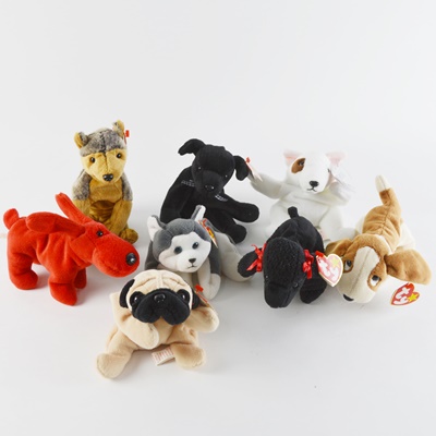 Ty Beanie Baby Collection of Eight Dogs