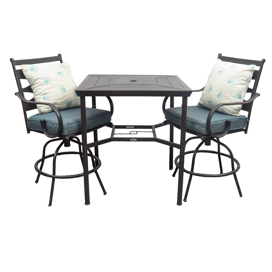 Hampton Bay Patio High Table and Chairs with Cushions