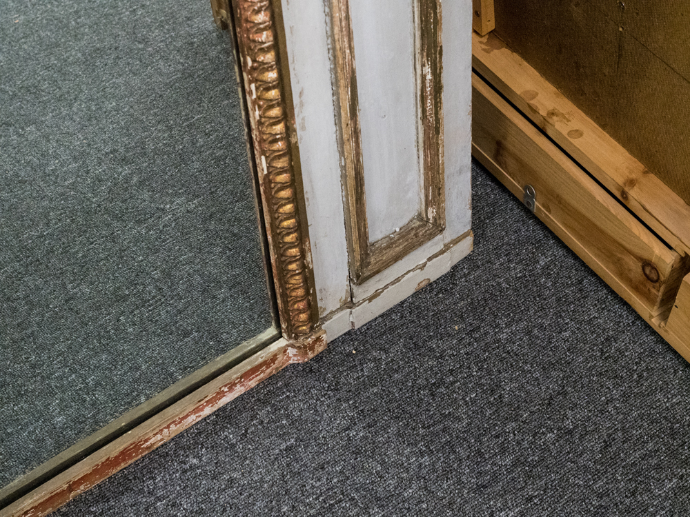 Antique Trumeau Mirror with Painting of Romantic Couple