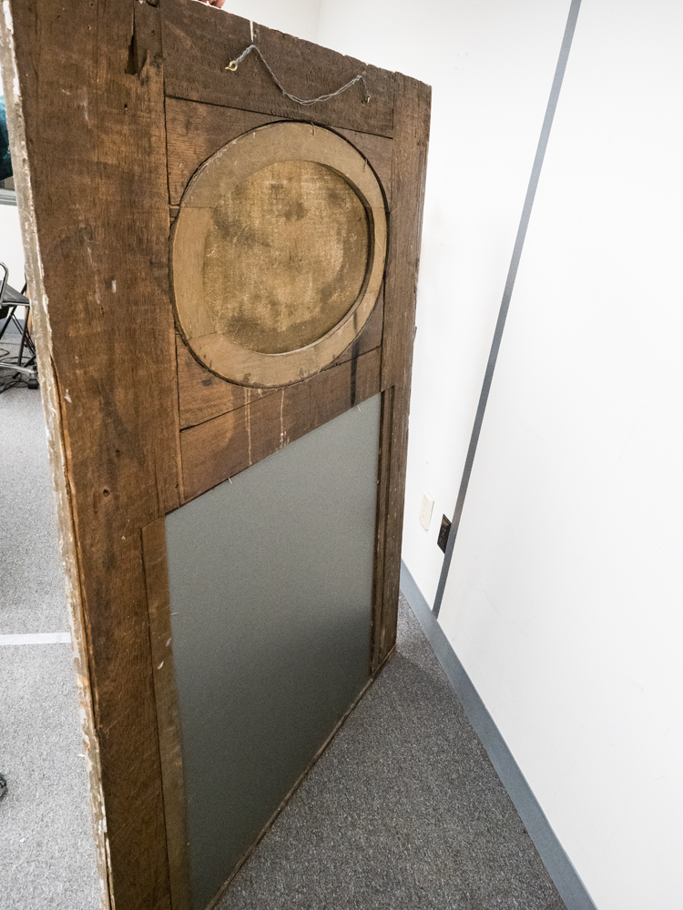 Antique Trumeau Mirror with Painting of Romantic Couple