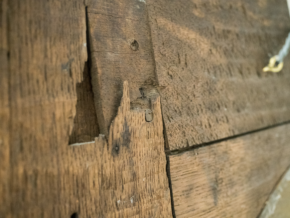 Antique Trumeau Mirror with Painting of Romantic Couple