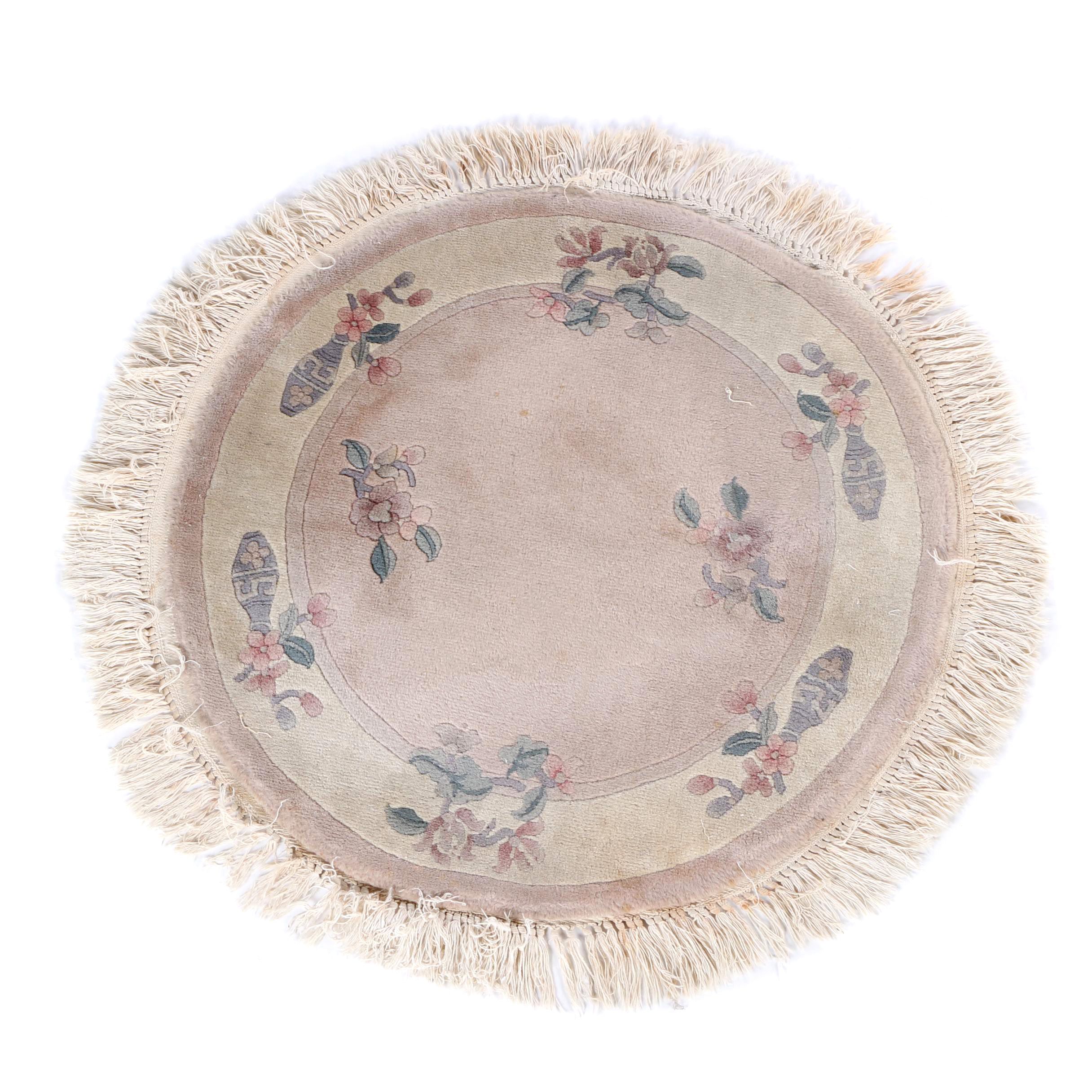 Hand-Knotted and Carved Chinese "Serenity" Round Rug