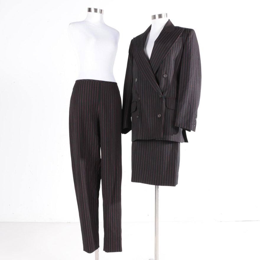 Women's Jean Paul Gaultier Black and Red Pinstripe Suit