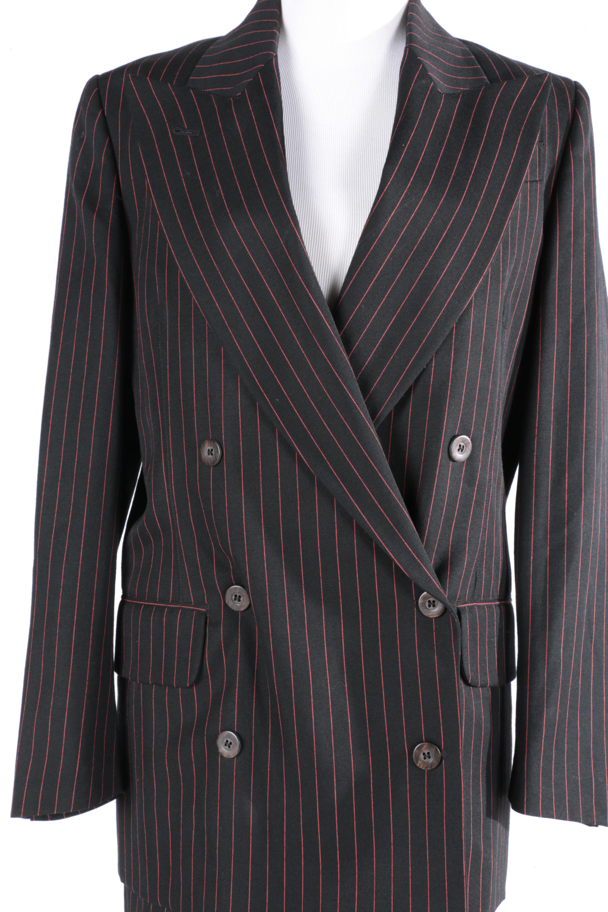 Women's Jean Paul Gaultier Black and Red Pinstripe Suit
