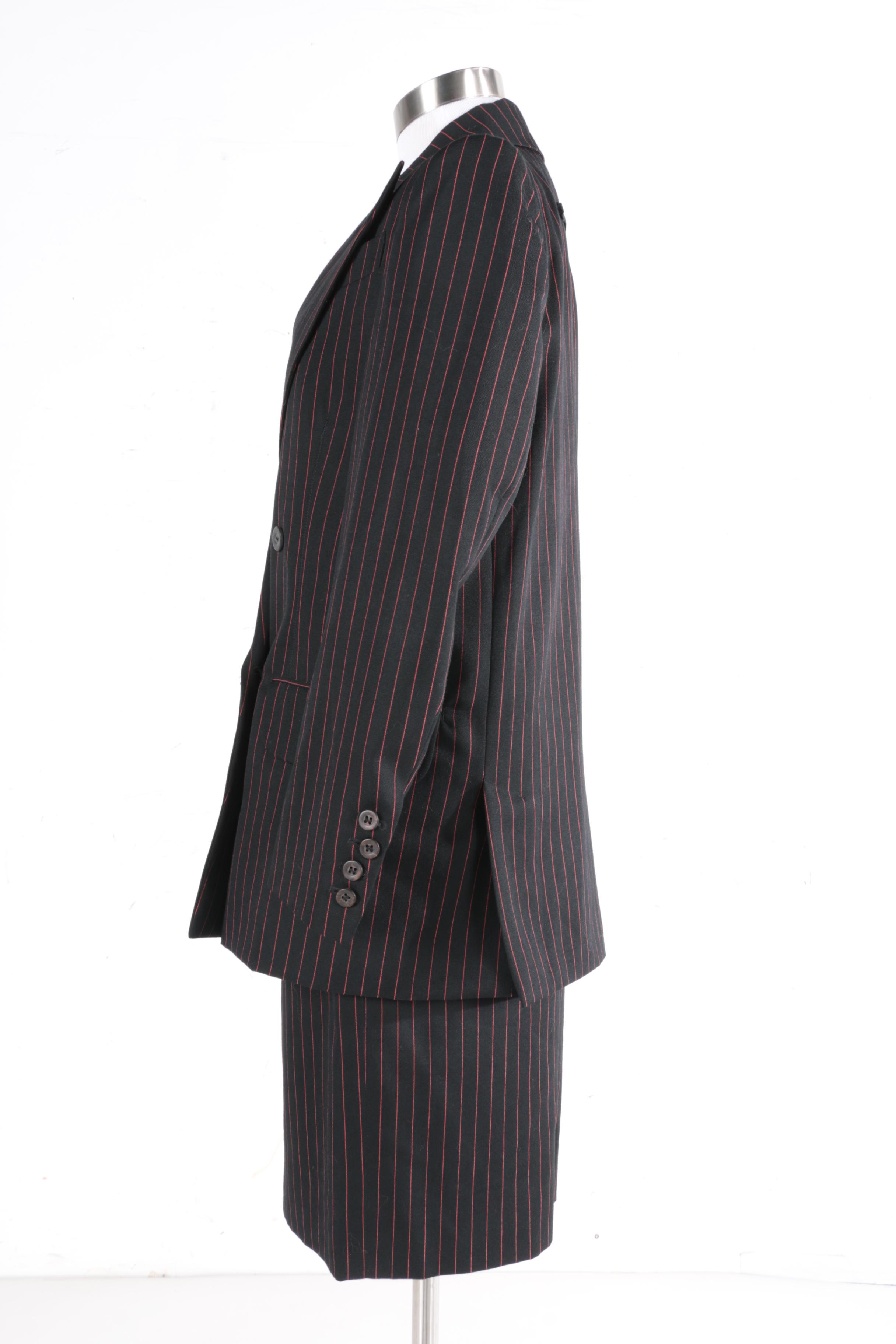 Women's Jean Paul Gaultier Black and Red Pinstripe Suit