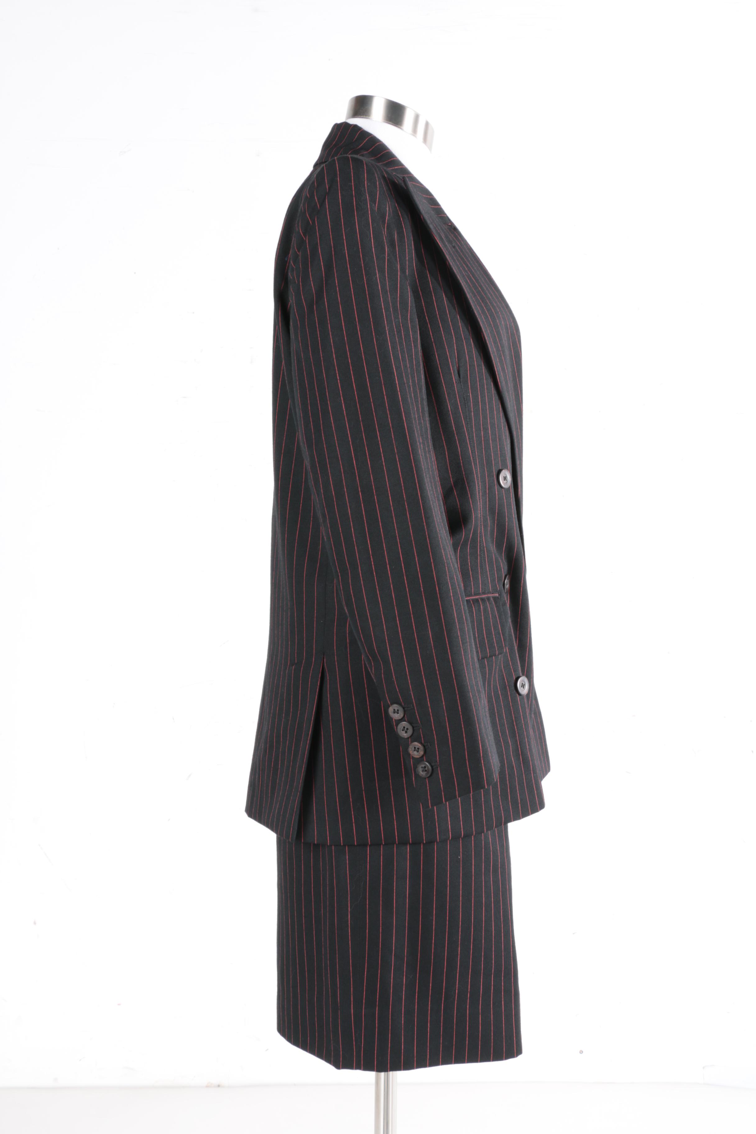 Women's Jean Paul Gaultier Black and Red Pinstripe Suit