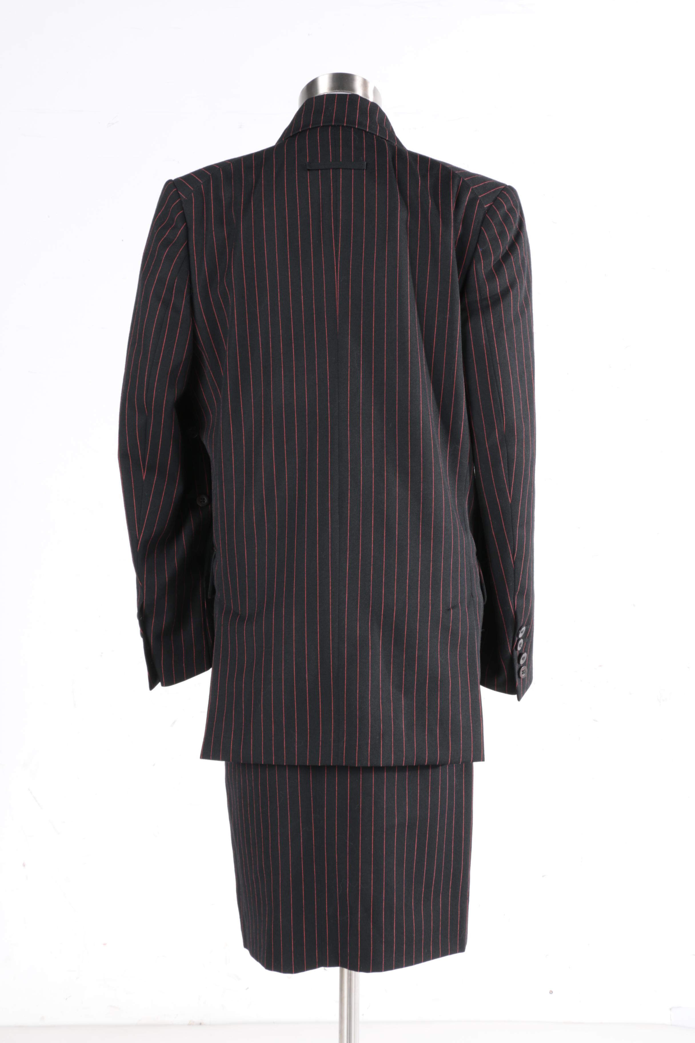 Women's Jean Paul Gaultier Black and Red Pinstripe Suit