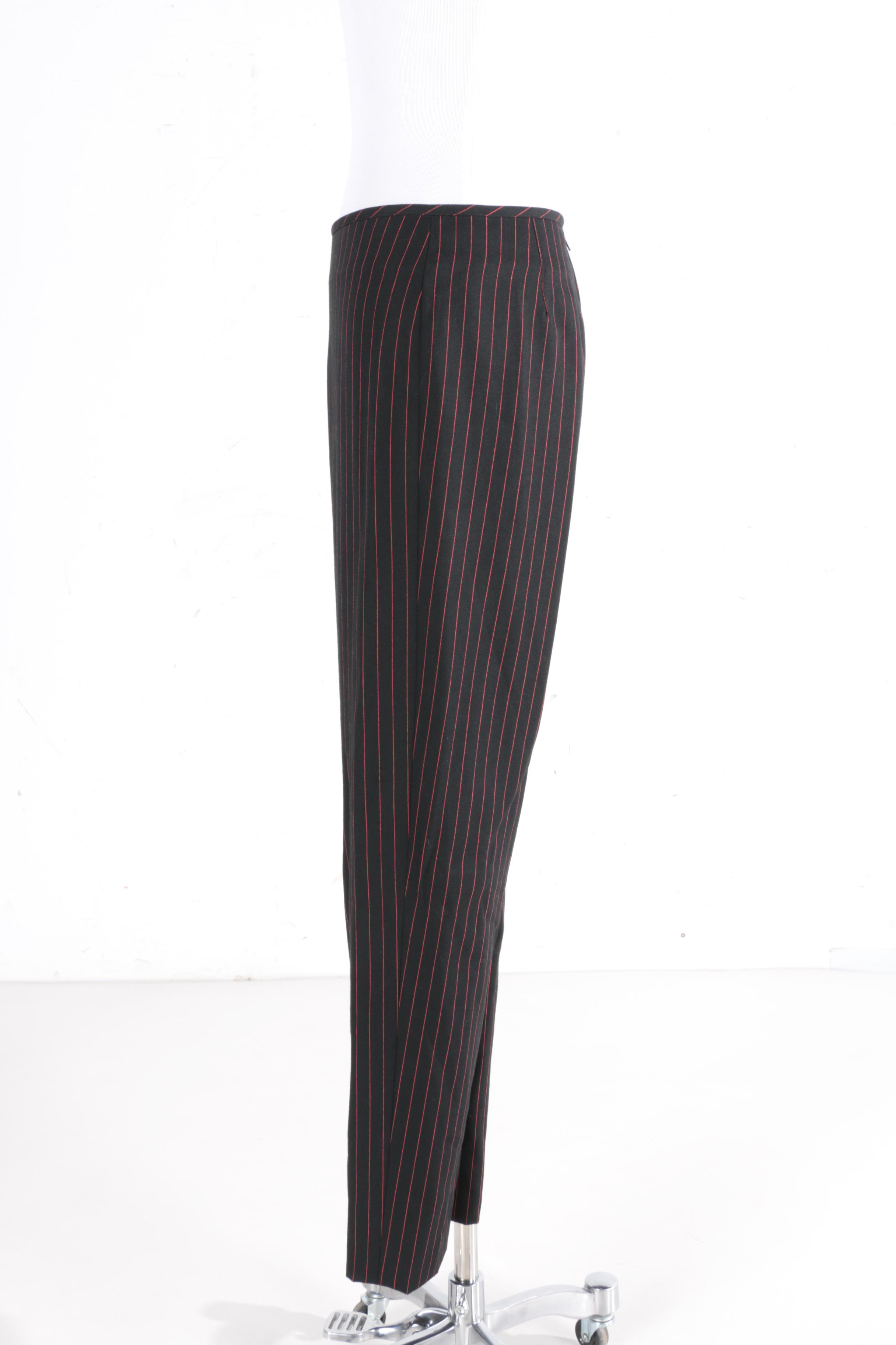 Women's Jean Paul Gaultier Black and Red Pinstripe Suit