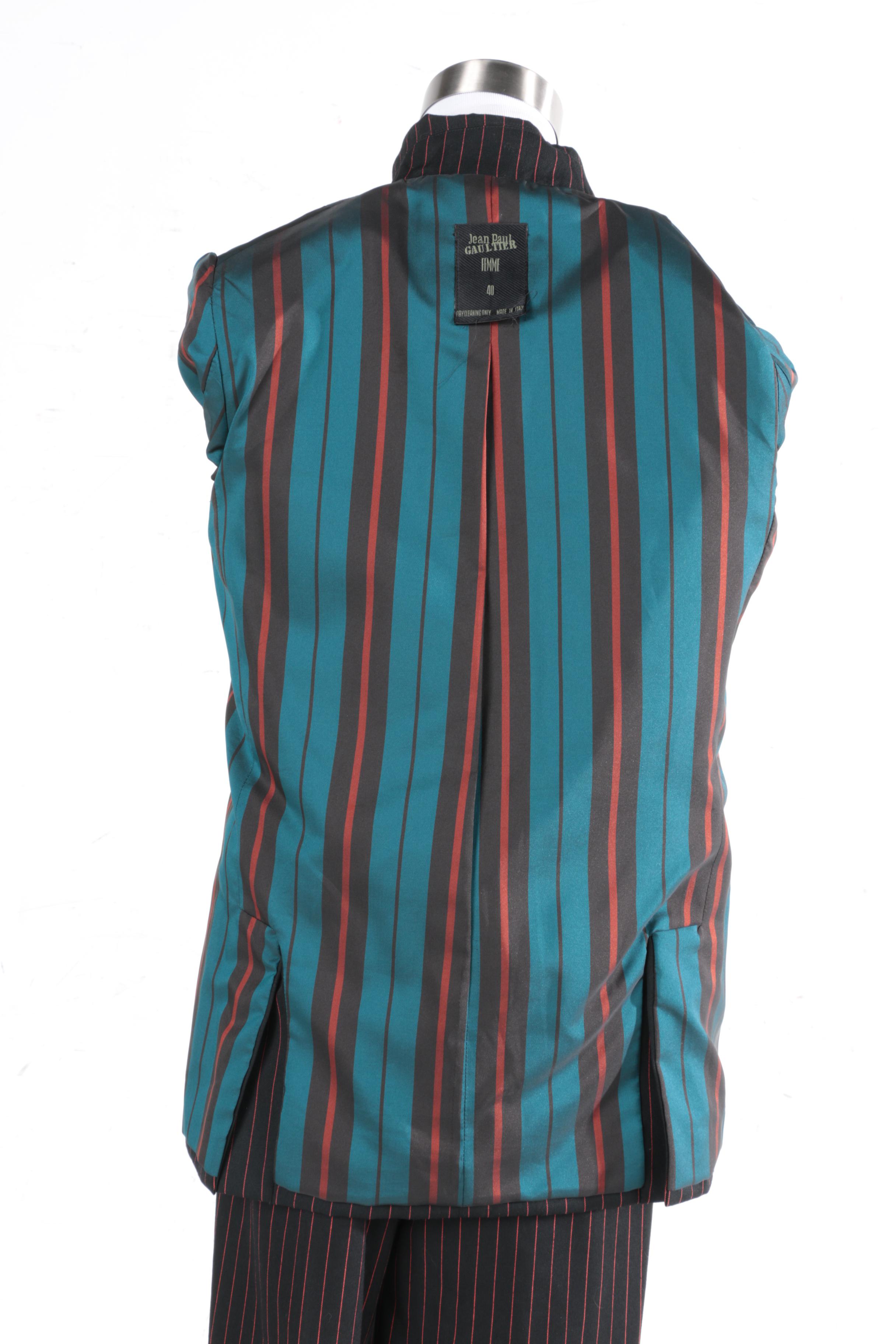 Women's Jean Paul Gaultier Black and Red Pinstripe Suit