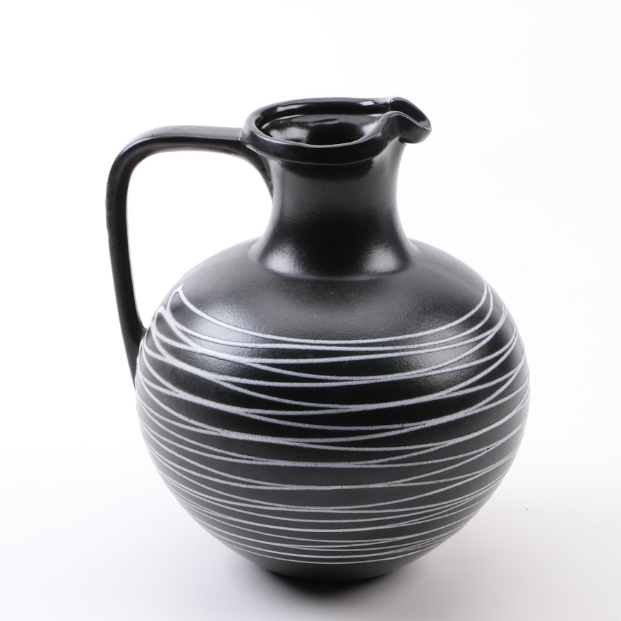 Black and White Art Pottery Pitcher