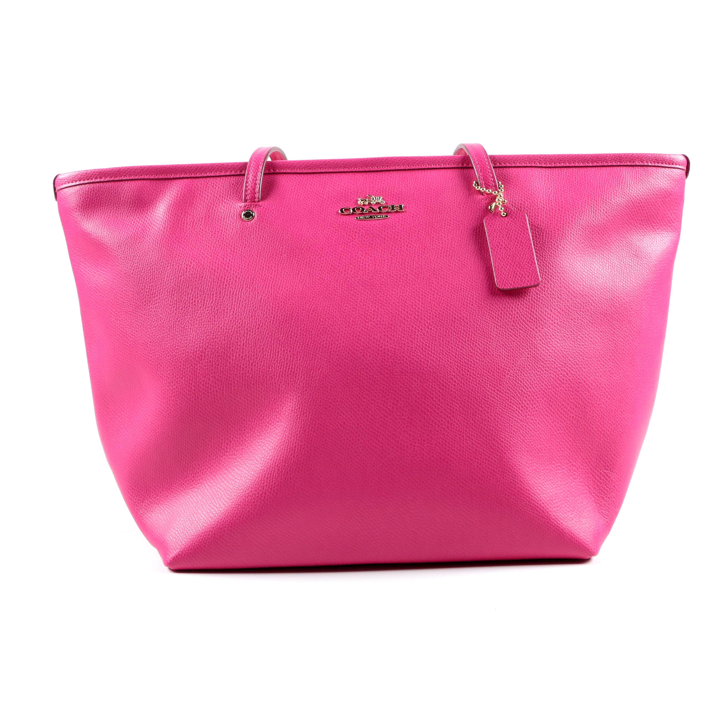 Coach Street Zip Pink Ruby Leather Tote Bag